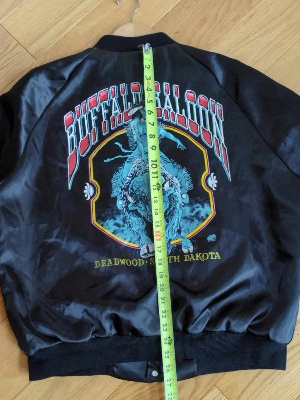 WestArk Deadwood South Dakota Buffalo Saloon Bomber Black Jacket VINTAGE XL